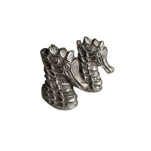 Vintage Pewter Seahorses Pair of Salt and Pepper Shakers
